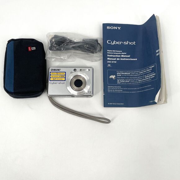 Sony Other - Sony Cyber-shot DSC-S730 Digital Camera 7.2MP Silver Manual Case USB Cable WORKS